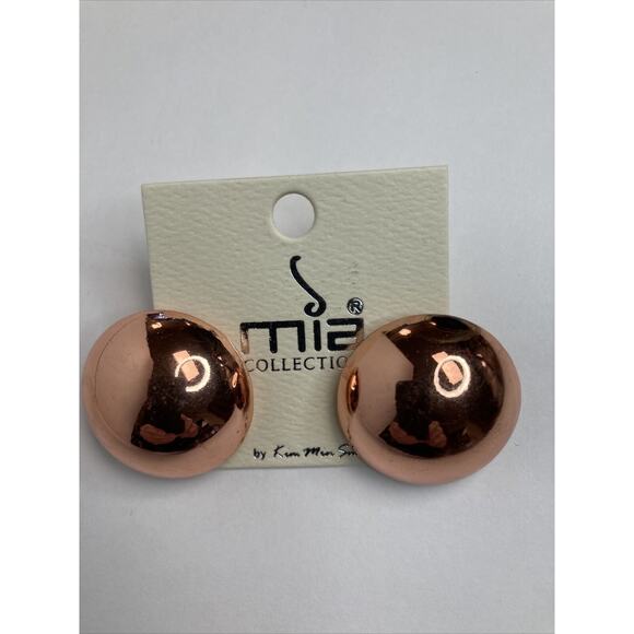 Mia Collection Copper Color Classic Round Earrings Post Back 1 1/8 in diameter - Picture 1 of 4